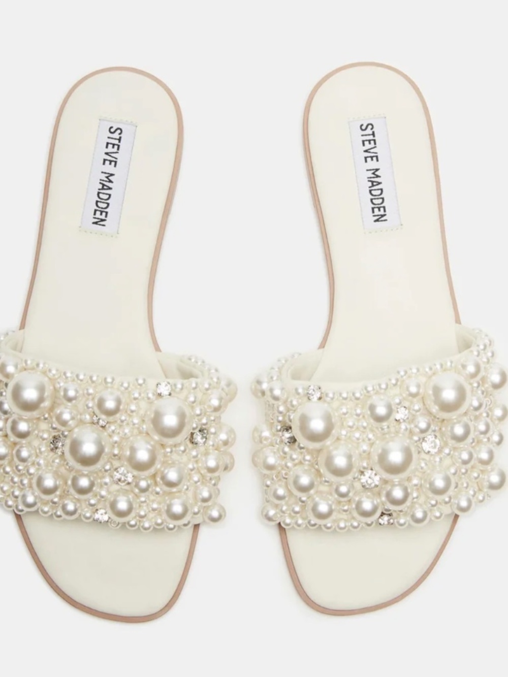 Knicky Pearl Ivory Rhinestone Slide Sandals